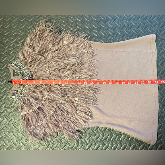 Gracia Lilac Embellished & Feathered  Mesh Top Size Small - Picture 7 of 10